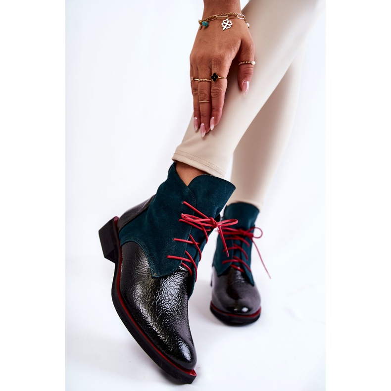 PA2 Bottes Cheyenne en cuir vert et noir le noir 1