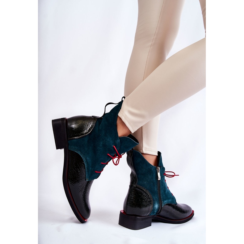 PA2 Bottes Cheyenne en cuir vert et noir 2