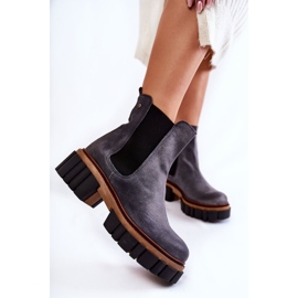 Bottes en Cuir Travailleurs Maciejka Gris 05312-03 1