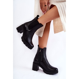 PL5 Bottes pour femmes en cuir sur la plate-forme noire Martine 2