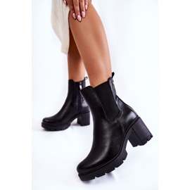 PL5 Bottes pour femmes en cuir sur la plate-forme noire Martine le noir 1
