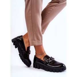 Sergio Leone Mocassins Laqués Sur La Plateforme Inger Noire le noir 2