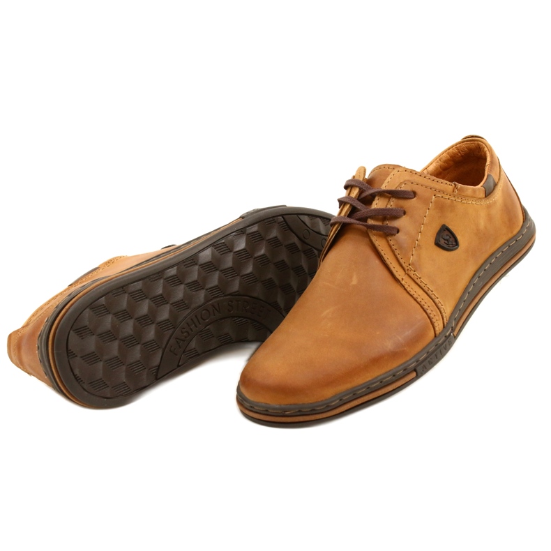 Polbut Chaussures en cuir pour hommes 343 Camel brun 3