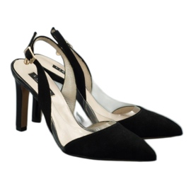 Lizard Sandales en cuir pour femmes sur Szpilka 04765 noir le noir 1 Lizard Sandales en cuir pour femmes sur Szpilka 04765 noir le noir 1