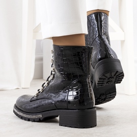 BM Bottes Alegre en cuir verni noir le noir 2