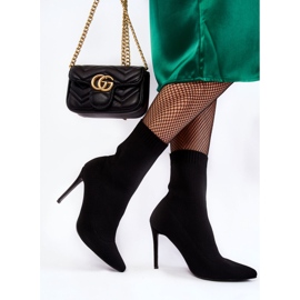 WS1 Bottes Hautes Pour Femmes Avec Une Chaussette Sur Un Talon Noir Luisell le noir 3