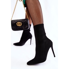WS1 Bottes Hautes Pour Femmes Avec Une Chaussette Sur Un Talon Noir Luisell le noir 5