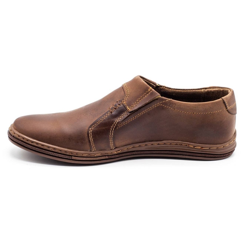 Polbut Mocassins pour hommes en cuir 334 marron brun 3