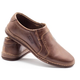 Polbut Mocassins pour hommes en cuir 334 marron brun 1