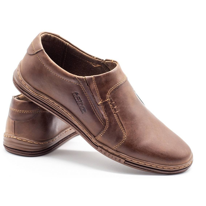 Polbut Mocassins pour hommes en cuir 334 marron brun 1