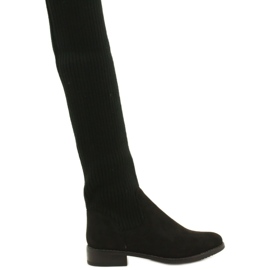 M.Daszyński Bottes côtelées pour femmes SA62-58 Bottes noires 1