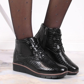 Bottines en cuir laqué avec Filippo isolé noir le noir 5