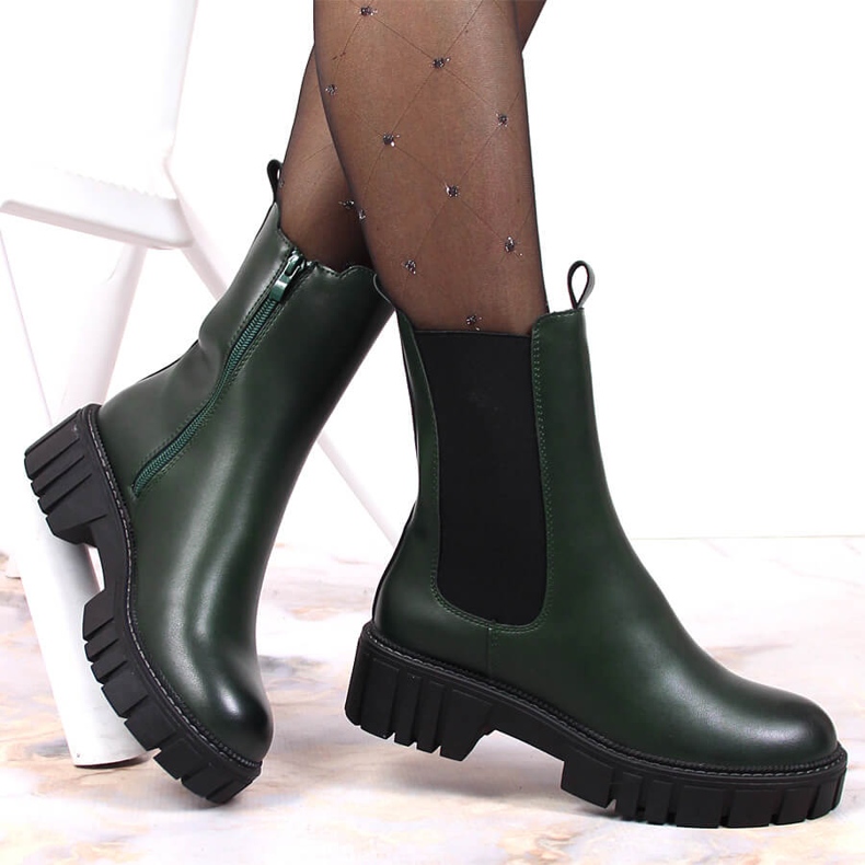 Bottines Chelsea vertes pour femmes avec vert chaud Sergio Leone 1