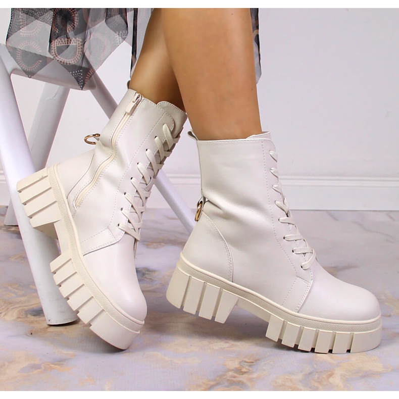 Bottes à lacets pour femmes avec fermeture éclair, isolées beige Sergio Leone 1