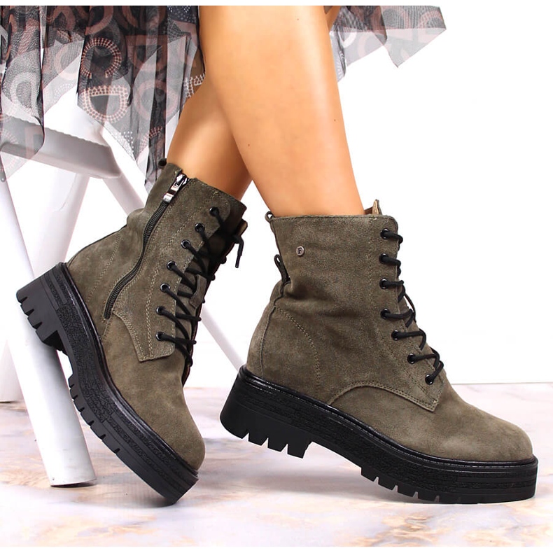 Bottes Filippo kaki en cuir suédé isolées pour femmes vert 1