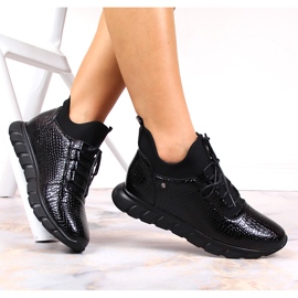 Bottines vinceza noires laquées à enfiler pour femme 1