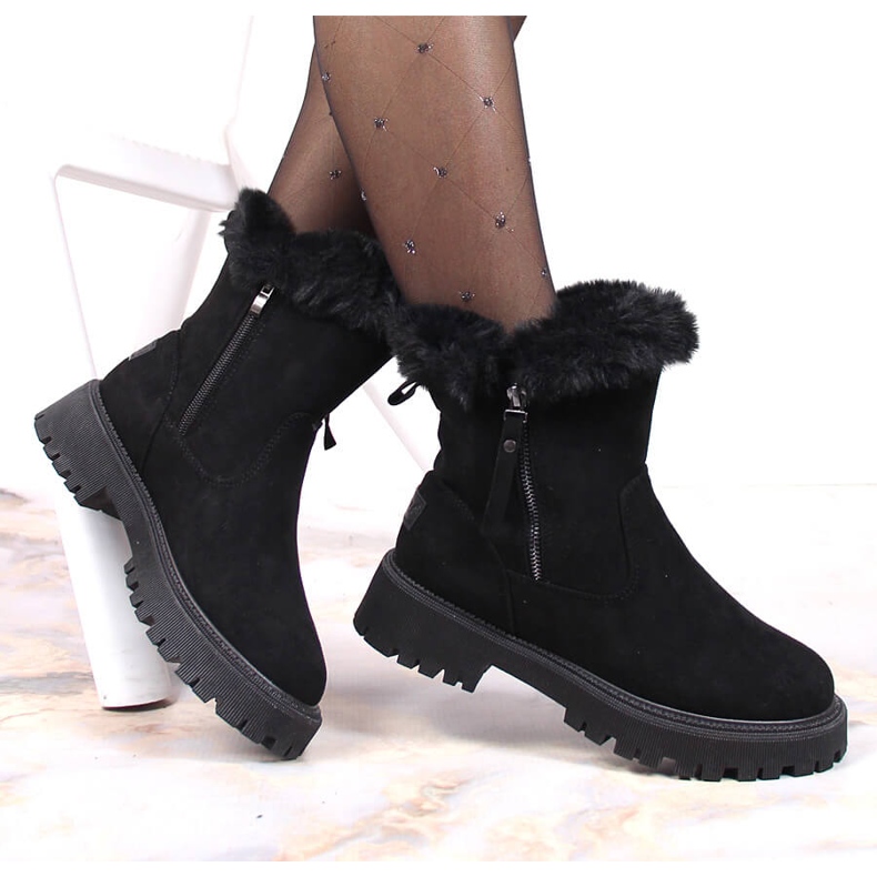 Bottines femme Vinceza noires avec fourrure 1