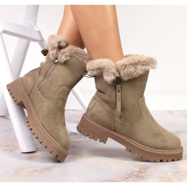 Bottines pour femmes en daim Vinceza avec fourrure beige 1