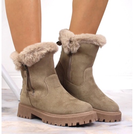Bottines pour femmes en daim Vinceza avec fourrure beige 3