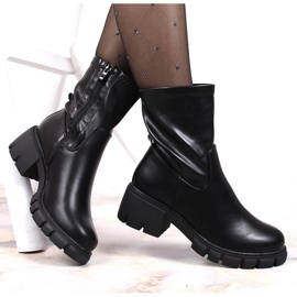 Jezzi Bottines Chelsea noires à talon haut et plateforme 1