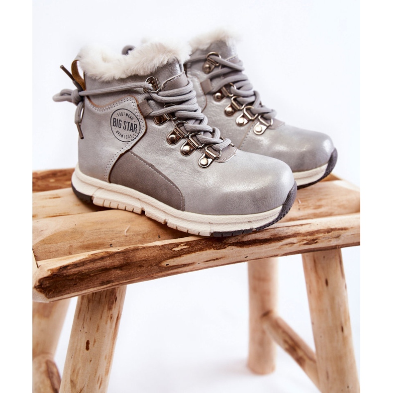 Bottes isolées pour enfants avec une fermeture éclair Big Star KK374178 Argent 1