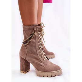 Bottines à lacets en daim Lewski Shoes 3244 / G Beige brun 3