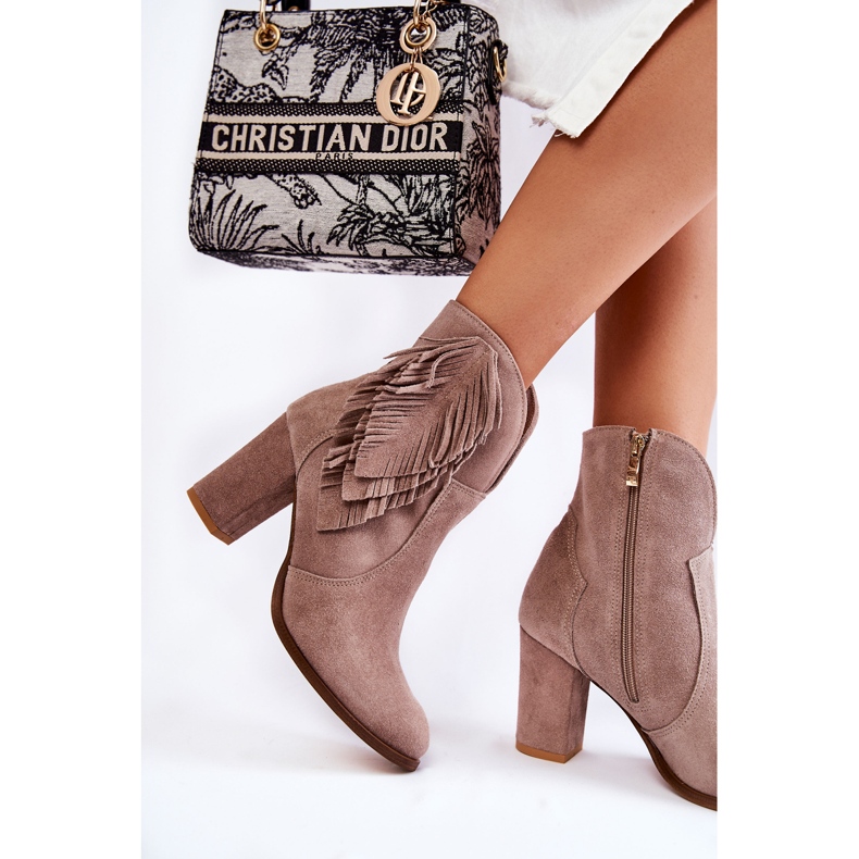 Bottines en daim pour femmes Lewski Shoes 3093 Cappucino brun 2