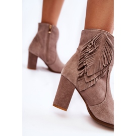 Bottines en daim pour femmes Lewski Shoes 3093 Cappucino brun 5