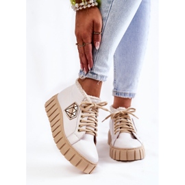 Chaussures de Sport en Cuir Attachées Blanches Lewski Shoes 3252/N 1