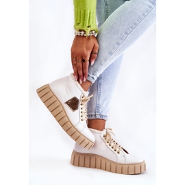 Chaussures de Sport en Cuir Attachées Blanches Lewski Shoes 3252/N 2