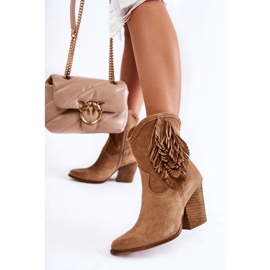 Bottines en daim pour femmes Lewski Shoes 2808 / L Beige 2