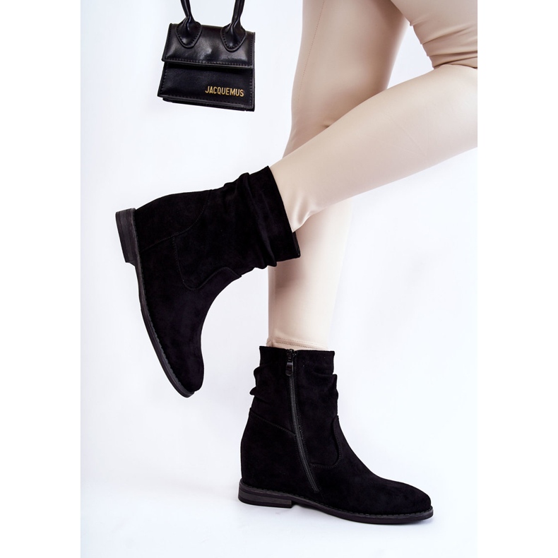 S.Barski Bottes en daim à la mode sur un coin caché Finney noir 2