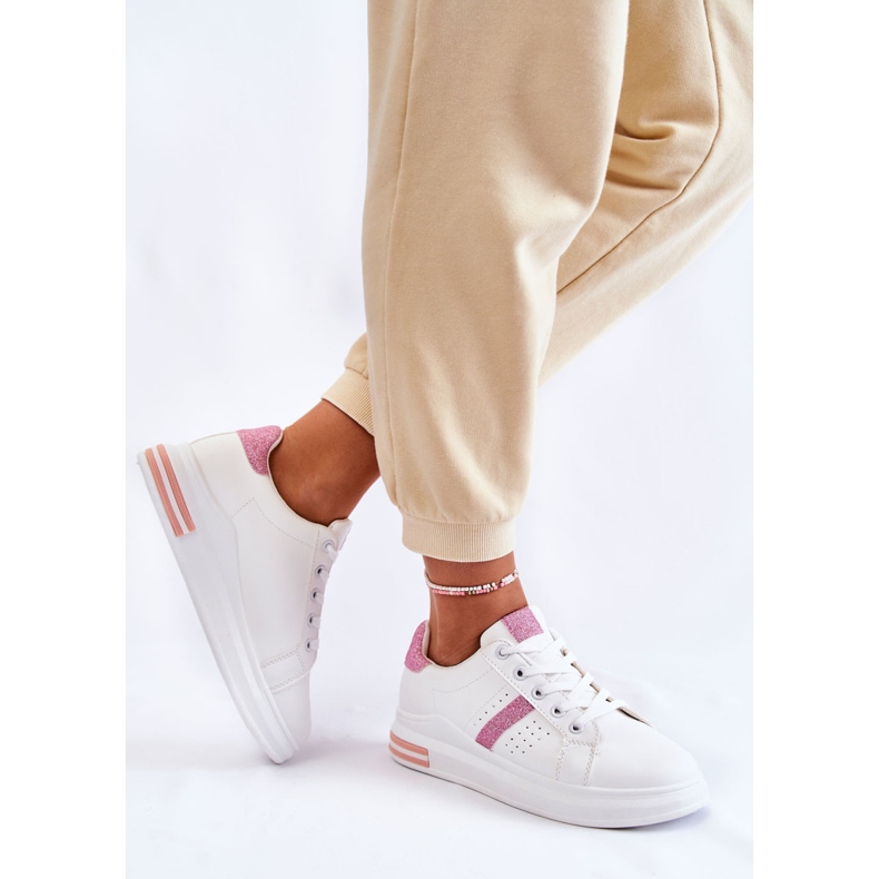 FK2 Chaussures de sport pour femmes Tied blanc et rose Otylia 2