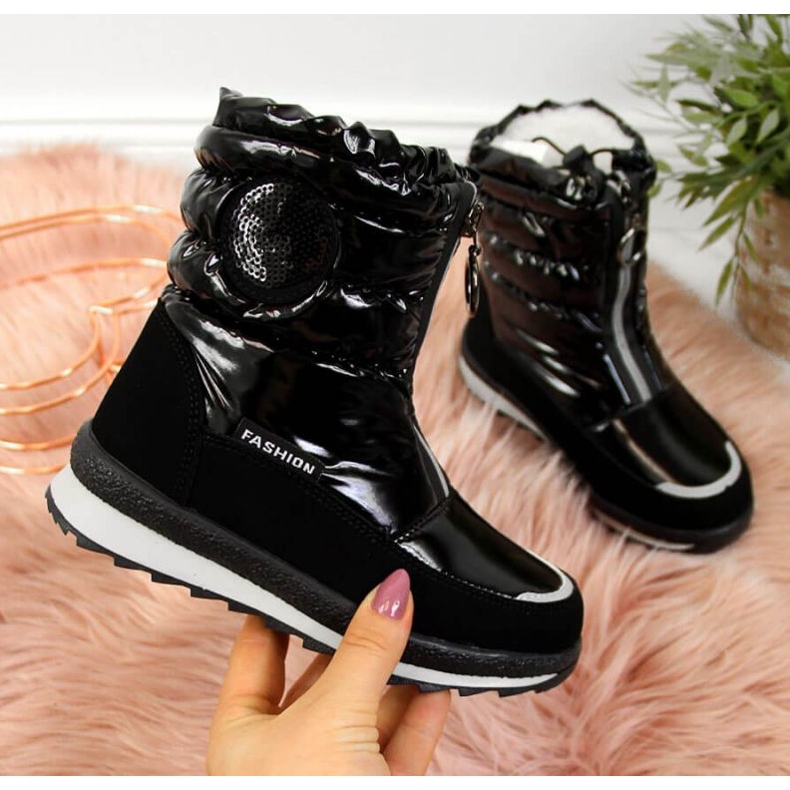 Bottes de neige imperméables Jr EVE323A noir blanche le noir 1 Bottes de neige imperméables Jr EVE323A noir blanche le noir 1