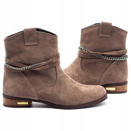 Olivier Bottines isolées femme avec une chaîne Luna beige brun 2