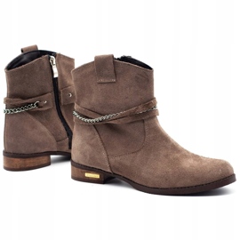 Olivier Bottines isolées femme avec une chaîne Luna beige brun 1