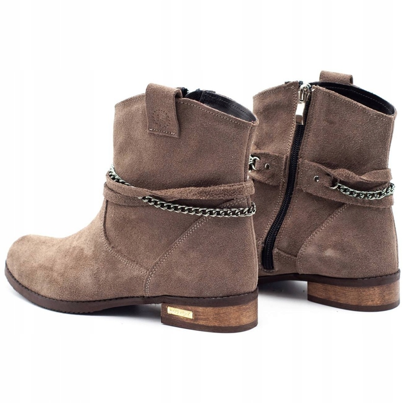 Olivier Bottines isolées femme avec une chaîne Luna beige brun 3