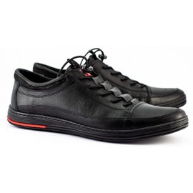 Polbut Chaussures décontractées pour hommes en cuir noir K22 le noir 5