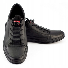 Polbut Chaussures décontractées pour hommes en cuir noir K22 le noir 3