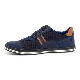 Polbut Chaussures casual homme 1801P bleu marine nubuck/camel 1
