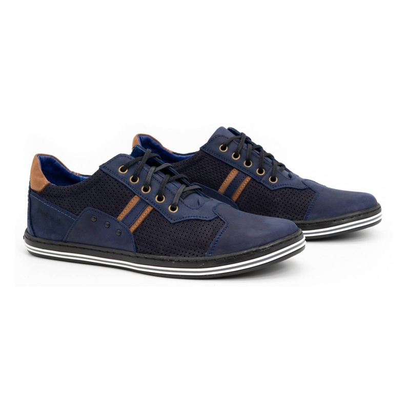 Polbut Chaussures casual homme 1801P bleu marine nubuck/camel 2