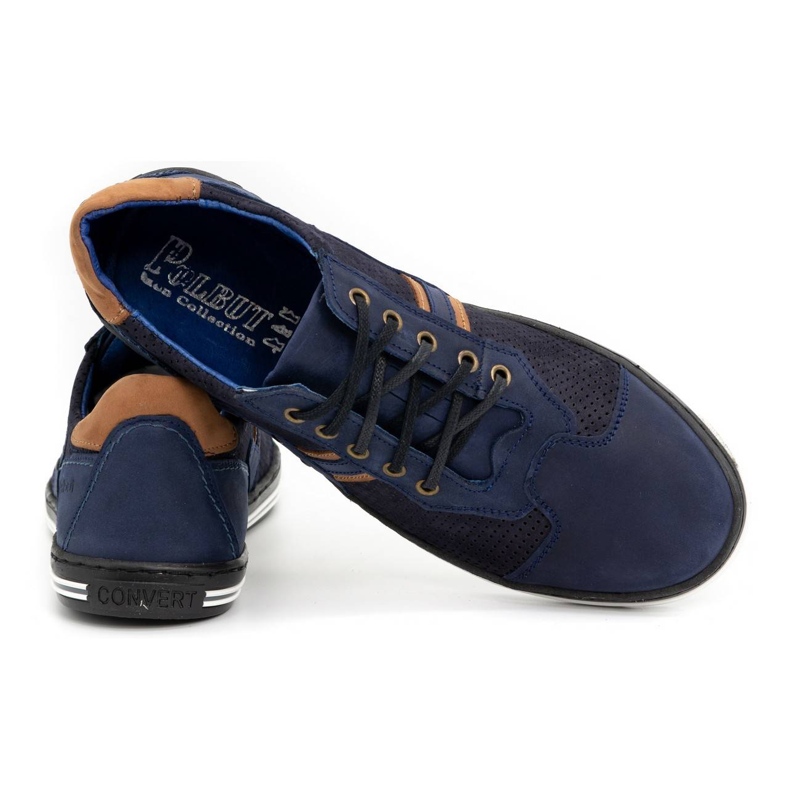 Polbut Chaussures casual homme 1801P bleu marine nubuck/camel 3