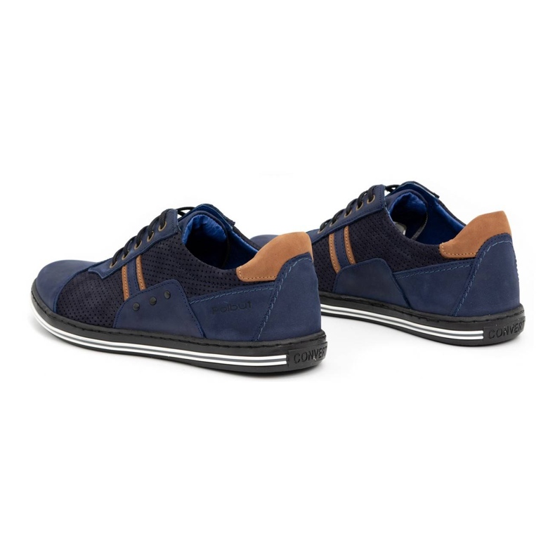 Polbut Chaussures casual homme 1801P bleu marine nubuck/camel 4