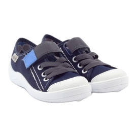Baskets chaussons garçons, navets, Befado 251x047 blanche multicolore bleu gris 5