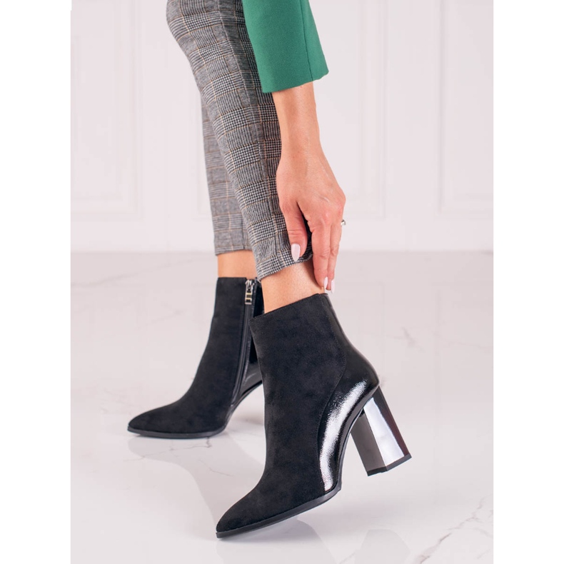 Bottes pour femmes Shelovet sur un poteau haut le noir 1