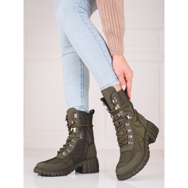 Bottes à lacets pour femmes sur la plateforme Shelovet vert 1