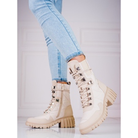 Bottes à lacets pour femmes sur la plateforme Shelovet beige 1 Bottes à lacets pour femmes sur la plateforme Shelovet beige 1