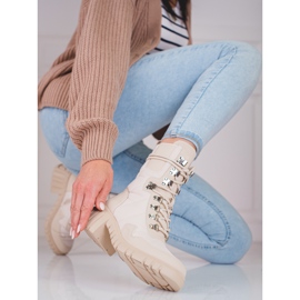 Bottes à lacets pour femmes sur la plateforme Shelovet beige 2 Bottes à lacets pour femmes sur la plateforme Shelovet beige 2