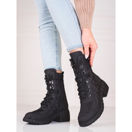 Bottes à lacets pour femmes sur la plateforme Shelovet noir 2