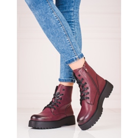 Sergio Leone Bottines à lacets marron pour femme sur la plateforme Shelovet rouge 1